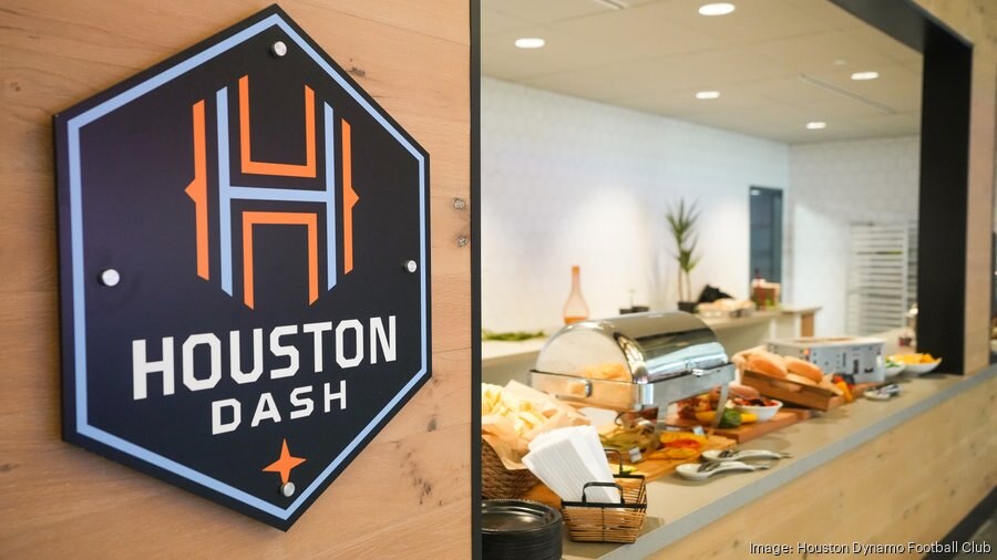 Private suite at Shell Energy Stadium with the Houston Dash logo